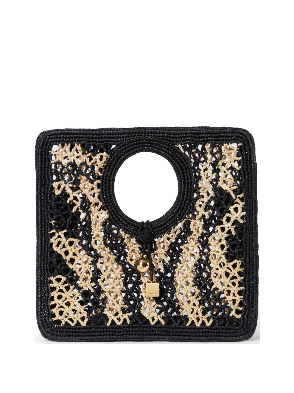 Borsa intrecciata le petit carre spiaggia in nero e beige Jacquemus - donna 