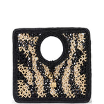 Borsa intrecciata le petit carre spiaggia in nero e beige Jacquemus - donna 
