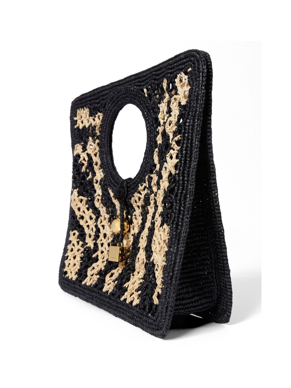 Borsa intrecciata le petit carre spiaggia in nero e beige Jacquemus - donna 