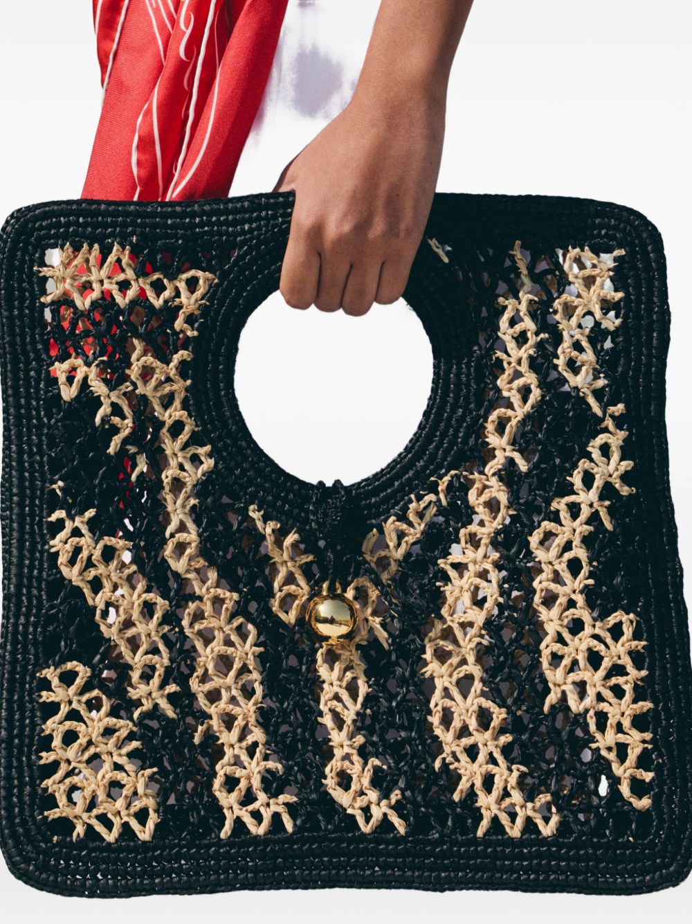 Borsa intrecciata le petit carre spiaggia in nero e beige Jacquemus - donna 