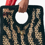 Borsa intrecciata le petit carre spiaggia in nero e beige Jacquemus - donna 