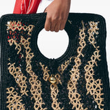 Borsa intrecciata le petit carre spiaggia in nero e beige Jacquemus - donna 