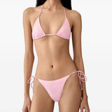 Slip bikini a triangolo con laccetti laterali in rosa Jacquemus - donna 