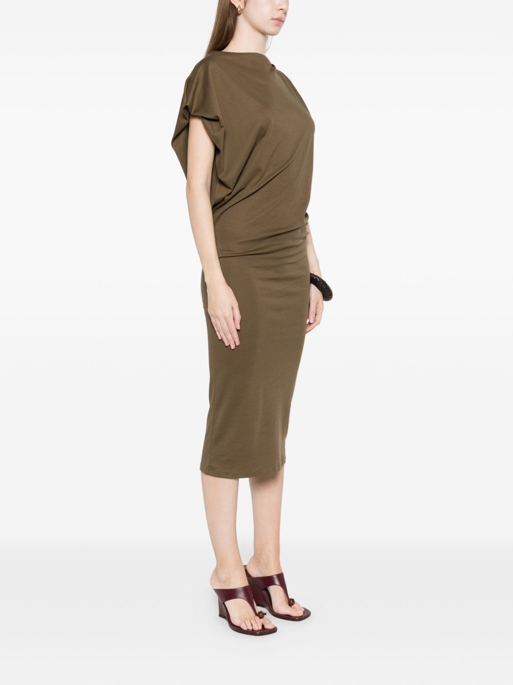 Abito midi asimmetrico drap in verde Jacquemus - donna 