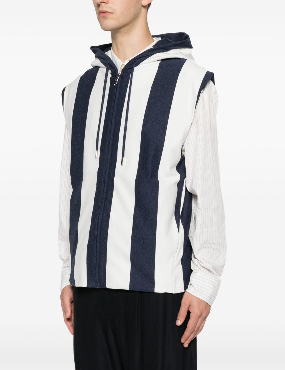 Gilet a righe con zip in bianco e blu Jacquemus - uomo 