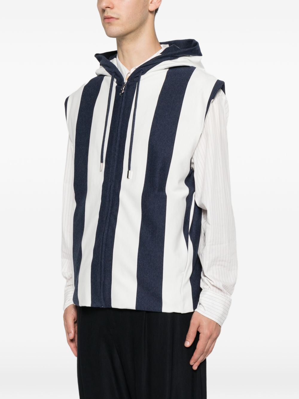 Gilet a righe con zip in bianco e blu Jacquemus - uomo 