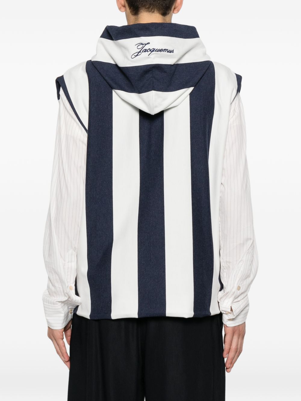 Gilet a righe con zip in bianco e blu Jacquemus - uomo 