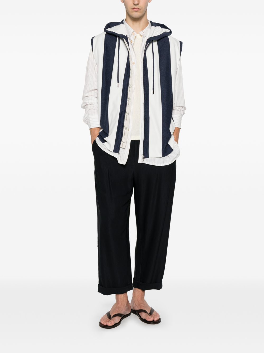Gilet a righe con zip in bianco e blu Jacquemus - uomo 