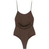 Costume con volant sul retro in marrone Jacquemus - donna 