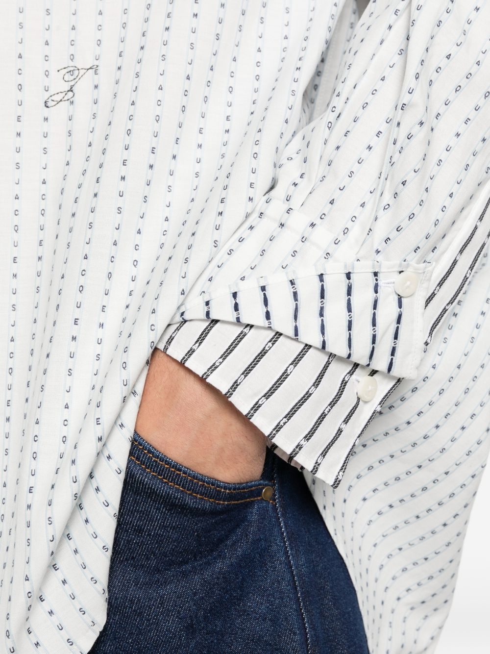 Camicia letro a righe in bianco Jacquemus - uomo 