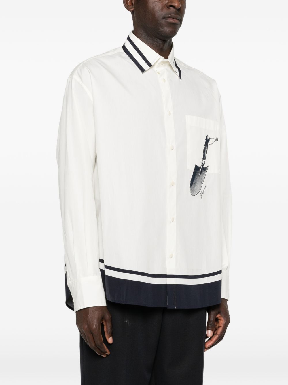 Camicia con stampa la chemise camargue in bianco e blu Jacquemus - uomo 