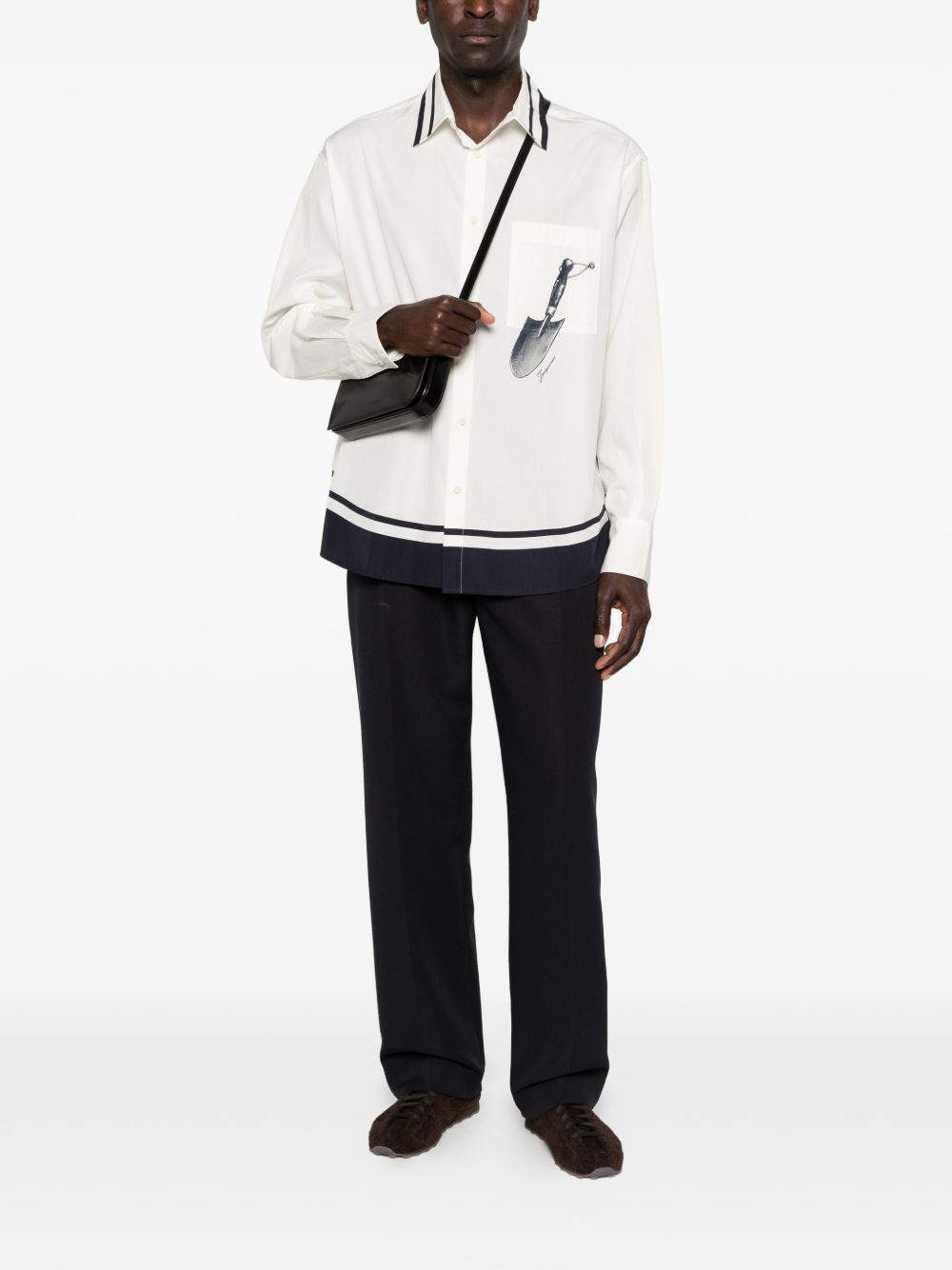 Camicia con stampa la chemise camargue in bianco e blu Jacquemus - uomo 