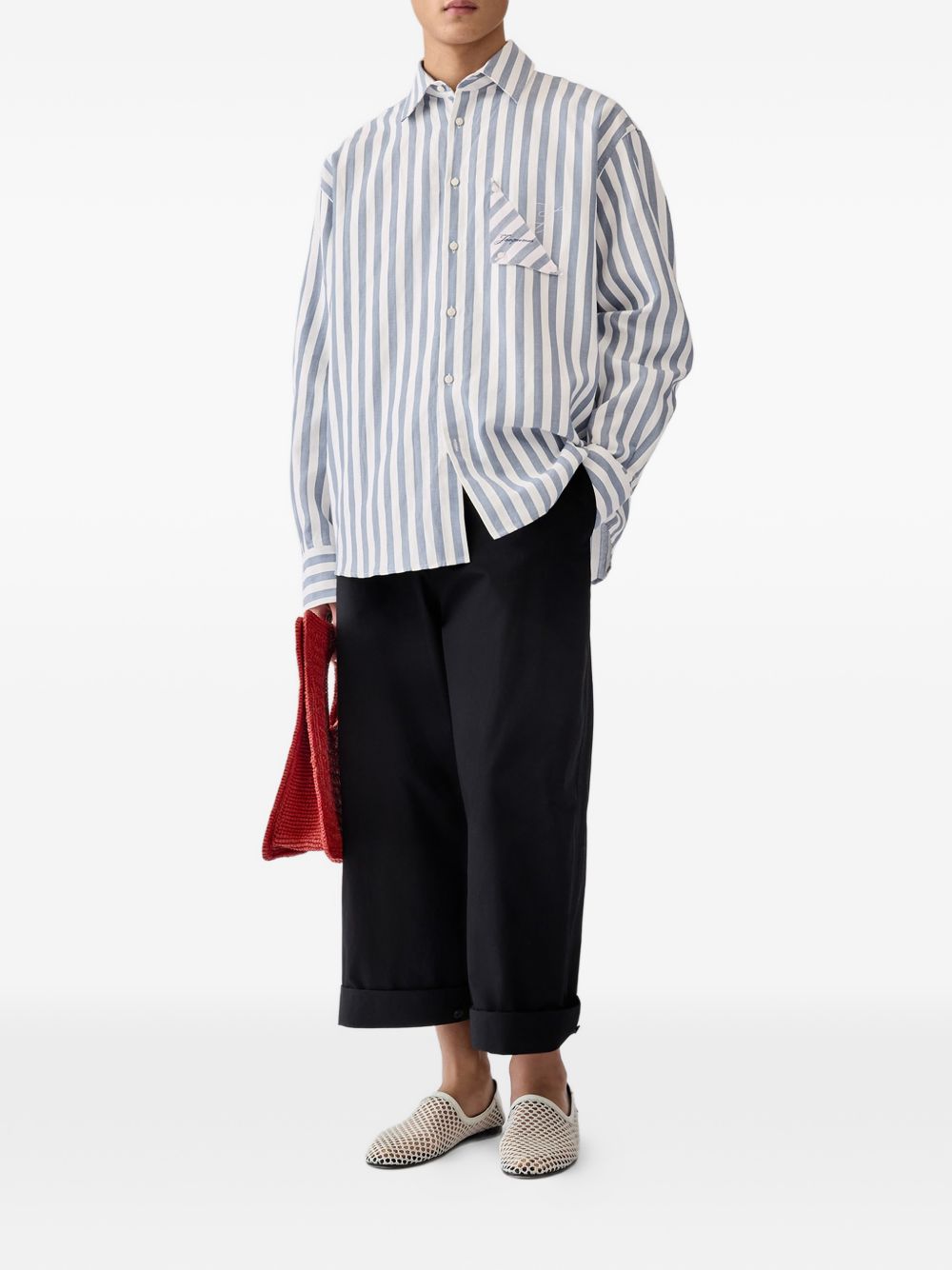 Camicia a righe la chemise voilier in blu Jacquemus - uomo 