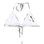 Top bikini triangle in blu e bianco jacquemus - donna 