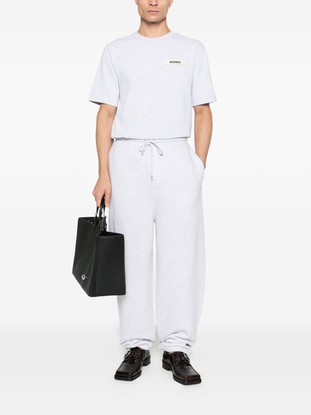T-shirt con logo e toppa in gros grain in grigio Jacquemus - uomo 