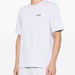 T-shirt con logo e toppa in gros grain in grigio Jacquemus - uomo 