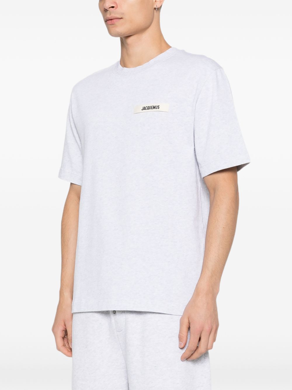 T-shirt con logo e toppa in gros grain in grigio Jacquemus - uomo 