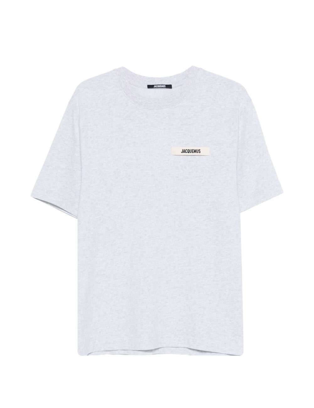 T-shirt con logo e toppa in gros grain in grigio Jacquemus - uomo 