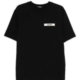 T-shirt con logo e toppa in gros grain in nero Jacquemus - uomo 