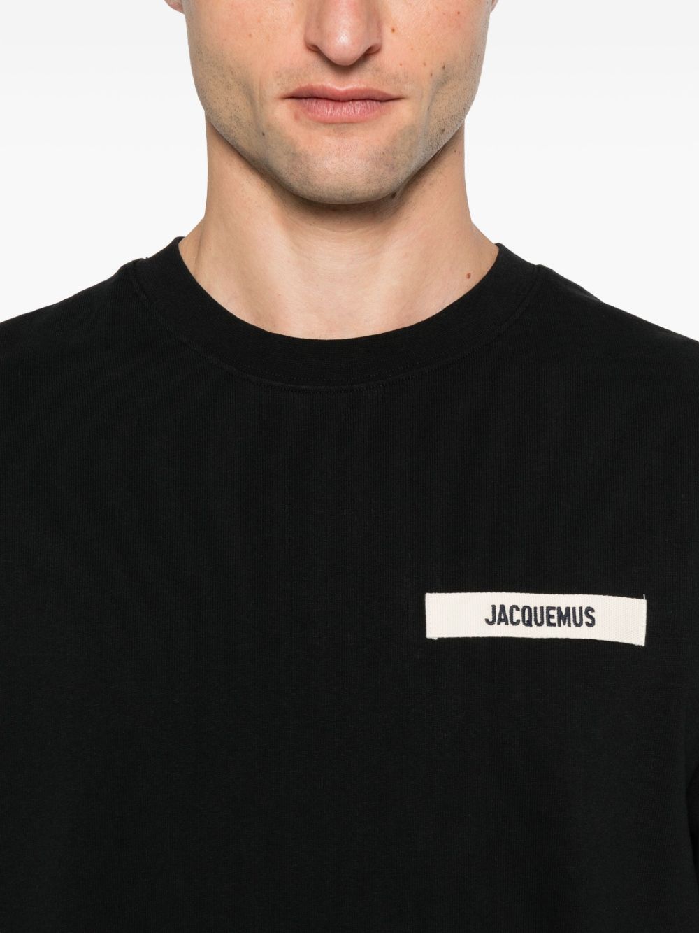 T-shirt con logo e toppa in gros grain in nero Jacquemus - uomo 