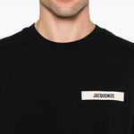T-shirt con logo e toppa in gros grain in nero Jacquemus - uomo 