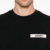 T-shirt con logo e toppa in gros grain in nero Jacquemus - uomo 