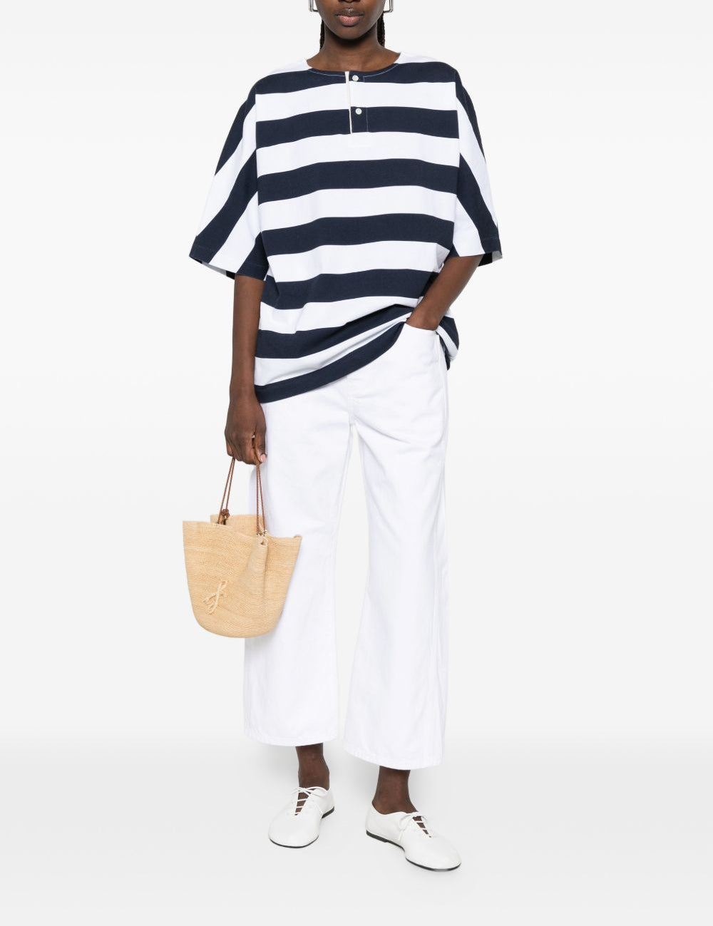 T-shirt a maniche corte a righe in blu e bianco Jacquemus - uomo 