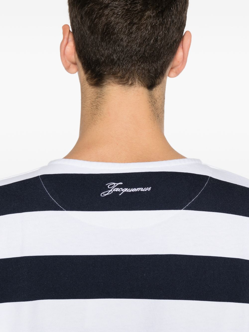 T-shirt a maniche corte a righe in blu e bianco Jacquemus - uomo 