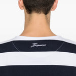 T-shirt a maniche corte a righe in blu e bianco Jacquemus - uomo 
