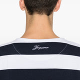 T-shirt a maniche corte a righe in blu e bianco Jacquemus - uomo 
