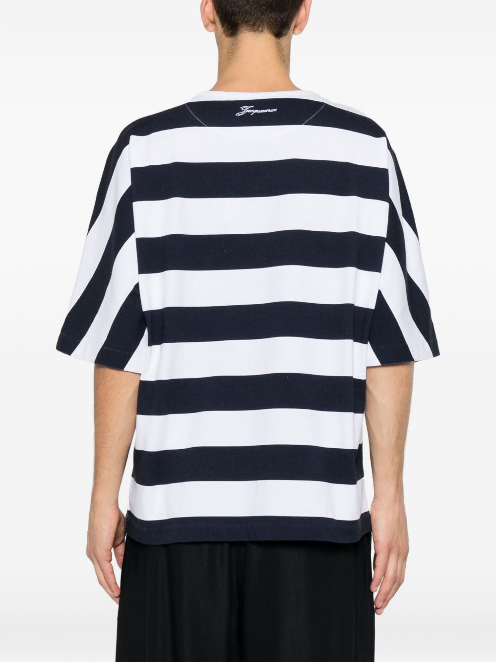 T-shirt a maniche corte a righe in blu e bianco Jacquemus - uomo 