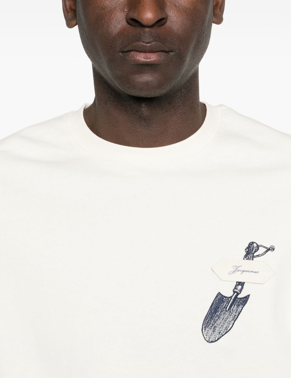 T-shirt con pala ricamata in bianco Jacquemus - uomo 