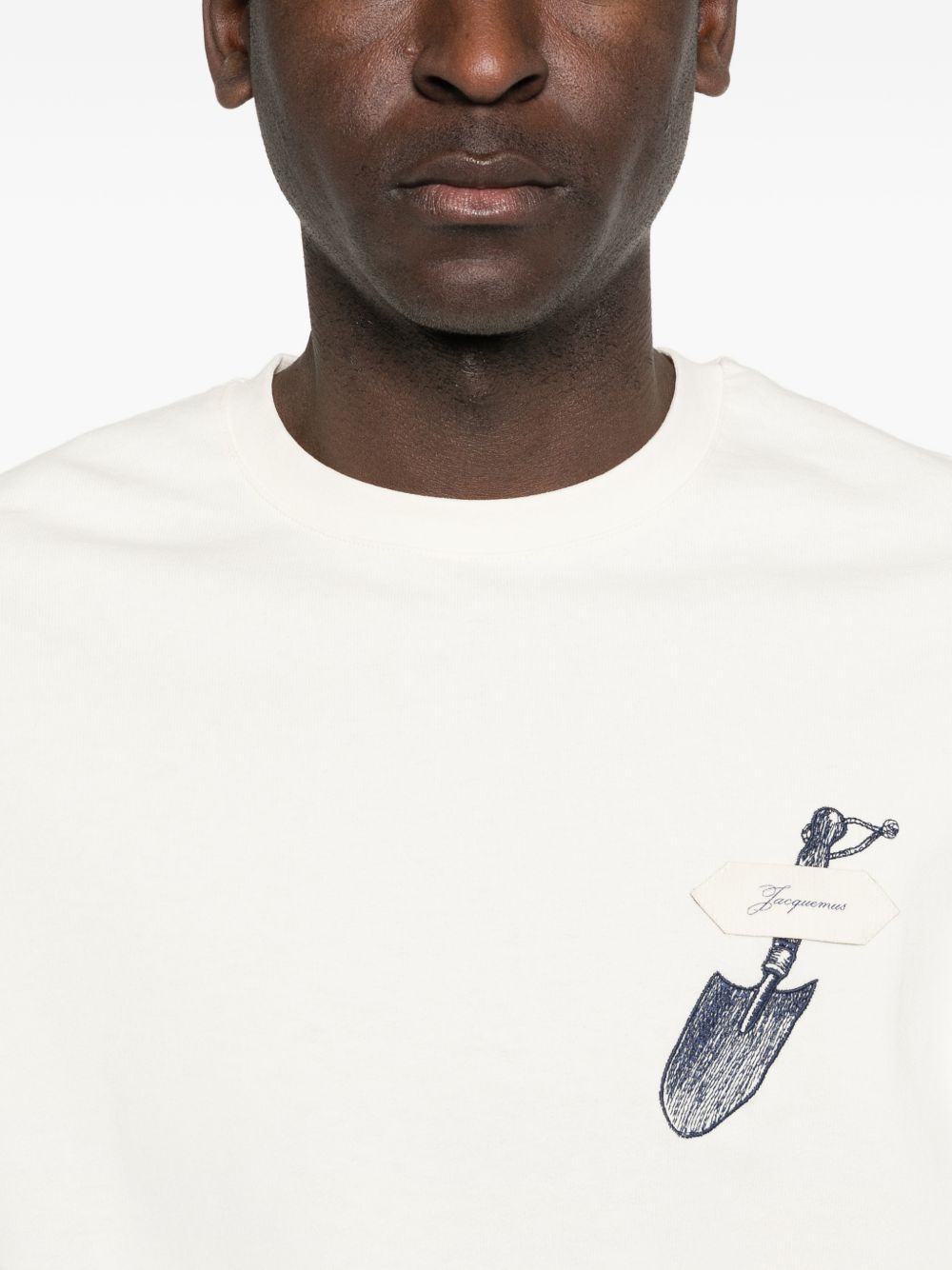 T-shirt con pala ricamata in bianco Jacquemus - uomo 