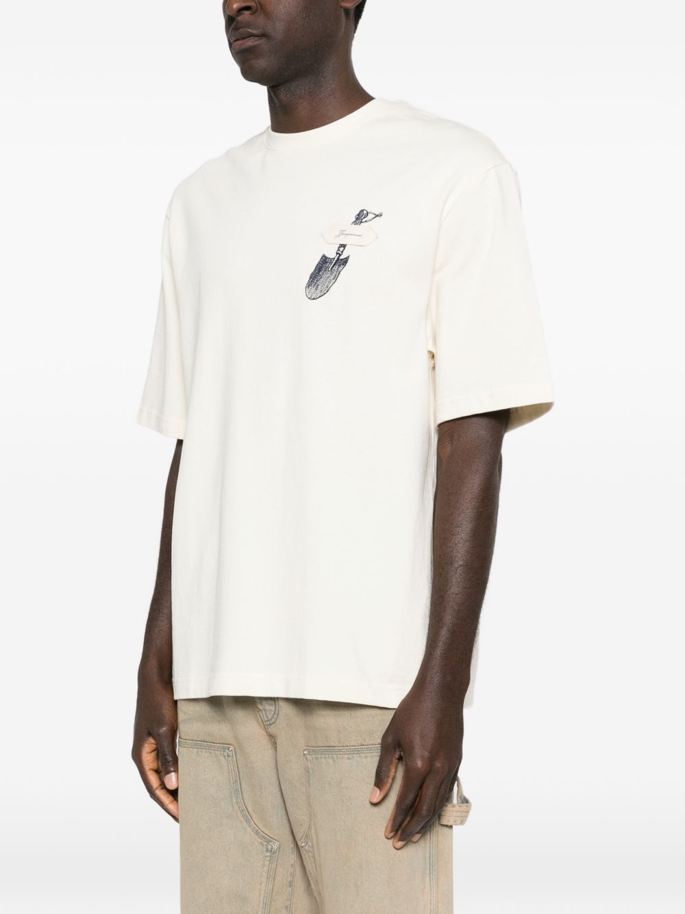 T-shirt con pala ricamata in bianco Jacquemus - uomo 