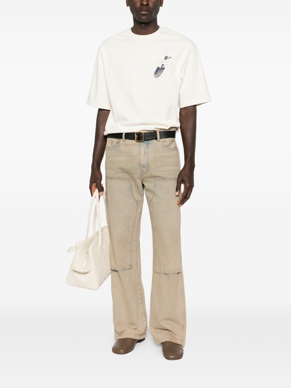 T-shirt con pala ricamata in bianco Jacquemus - uomo 