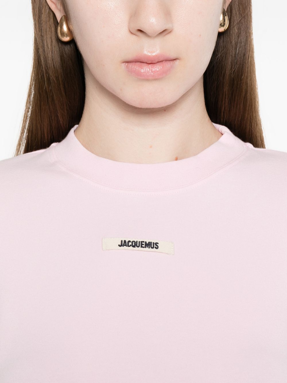 T-shirt con logo gros grain in rosa Jacquemus - donna 