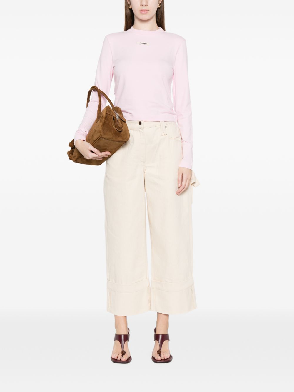T-shirt con logo gros grain in rosa Jacquemus - donna 