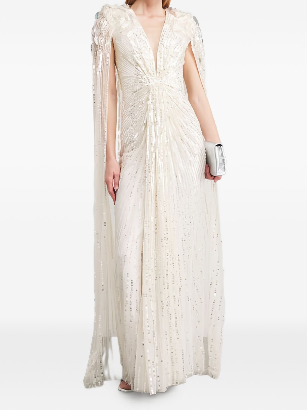 Abito da sera con paillettes goldfinger 007 in avorio Jenny packham - donna 