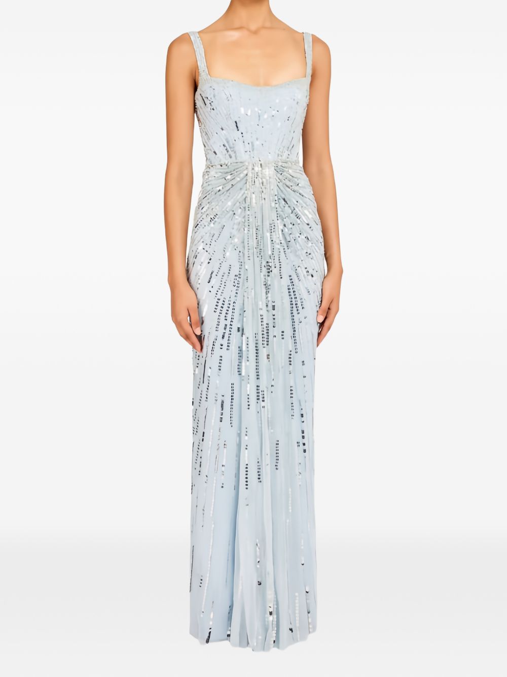 Abito da sera Chrissy con paillettes e cristalli in celeste Jenny packham - donna 