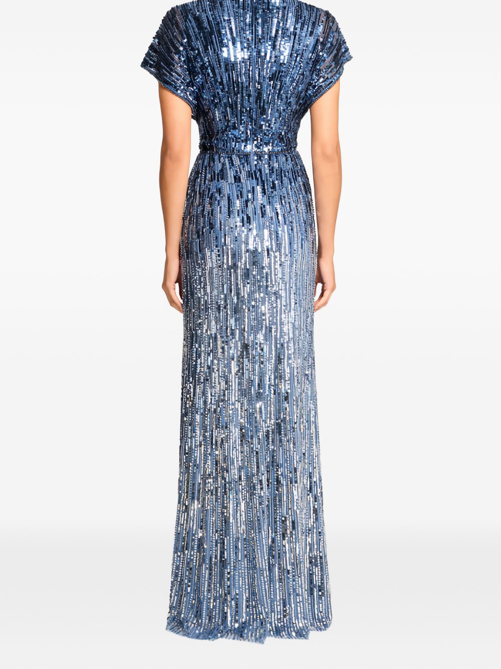 Abito Dusk lungo con paillettes in blu Jenny packham - donna 