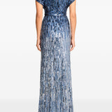 Abito Dusk lungo con paillettes in blu Jenny packham - donna 