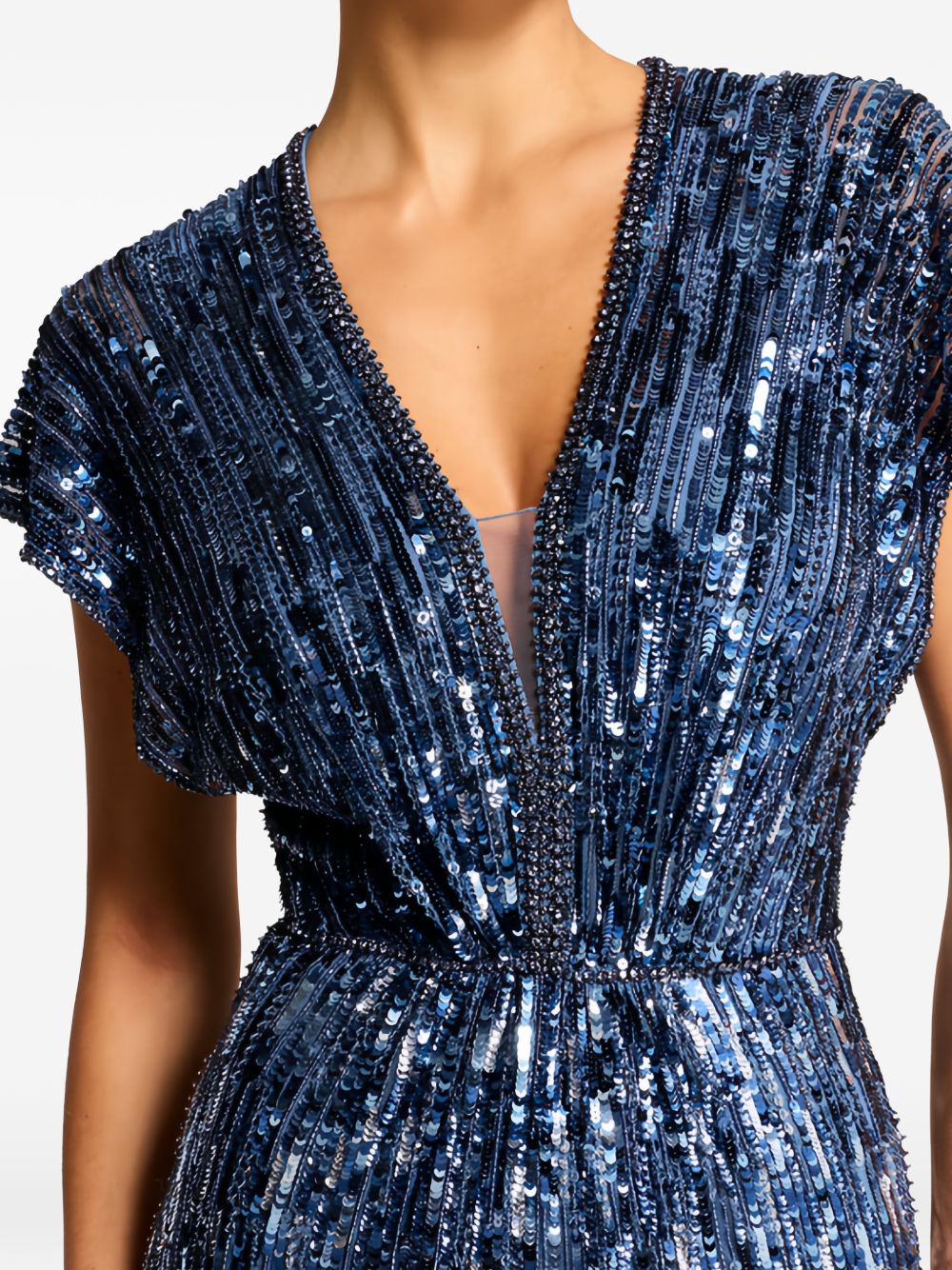 Abito Dusk lungo con paillettes in blu Jenny packham - donna 