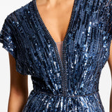 Abito Dusk lungo con paillettes in blu Jenny packham - donna 