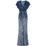 Abito Dusk lungo con paillettes in blu Jenny packham - donna 