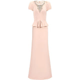 Abito lungo nocturne con cristalli in rosa Jenny packham - donna 