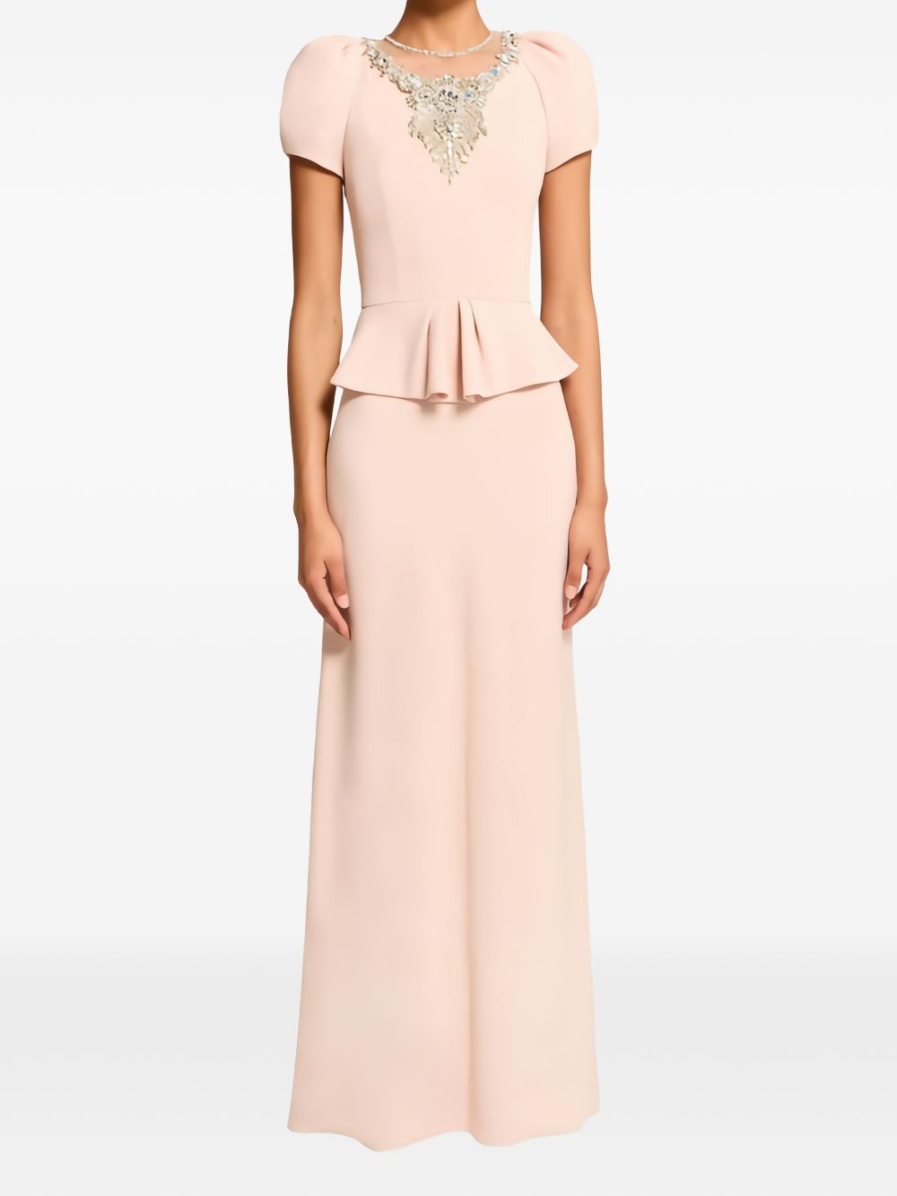 Abito lungo nocturne con cristalli in rosa Jenny packham - donna 