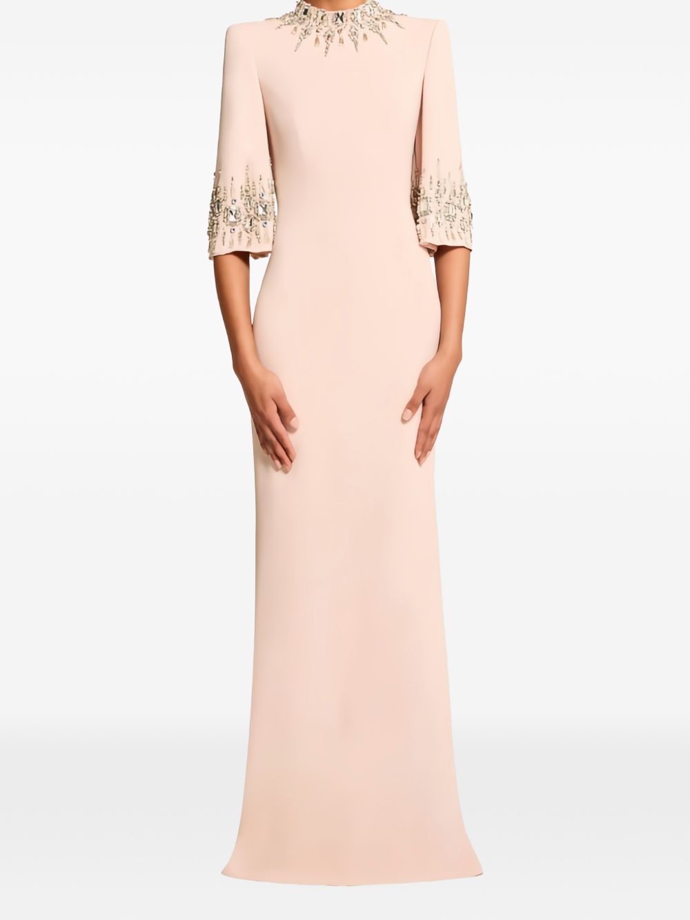 Abito lungo ilana con cristalli in rosa Jenny packham - donna 
