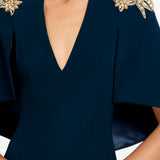 Abito lungo star shower con cristalli in blu Jenny packham - donna 
