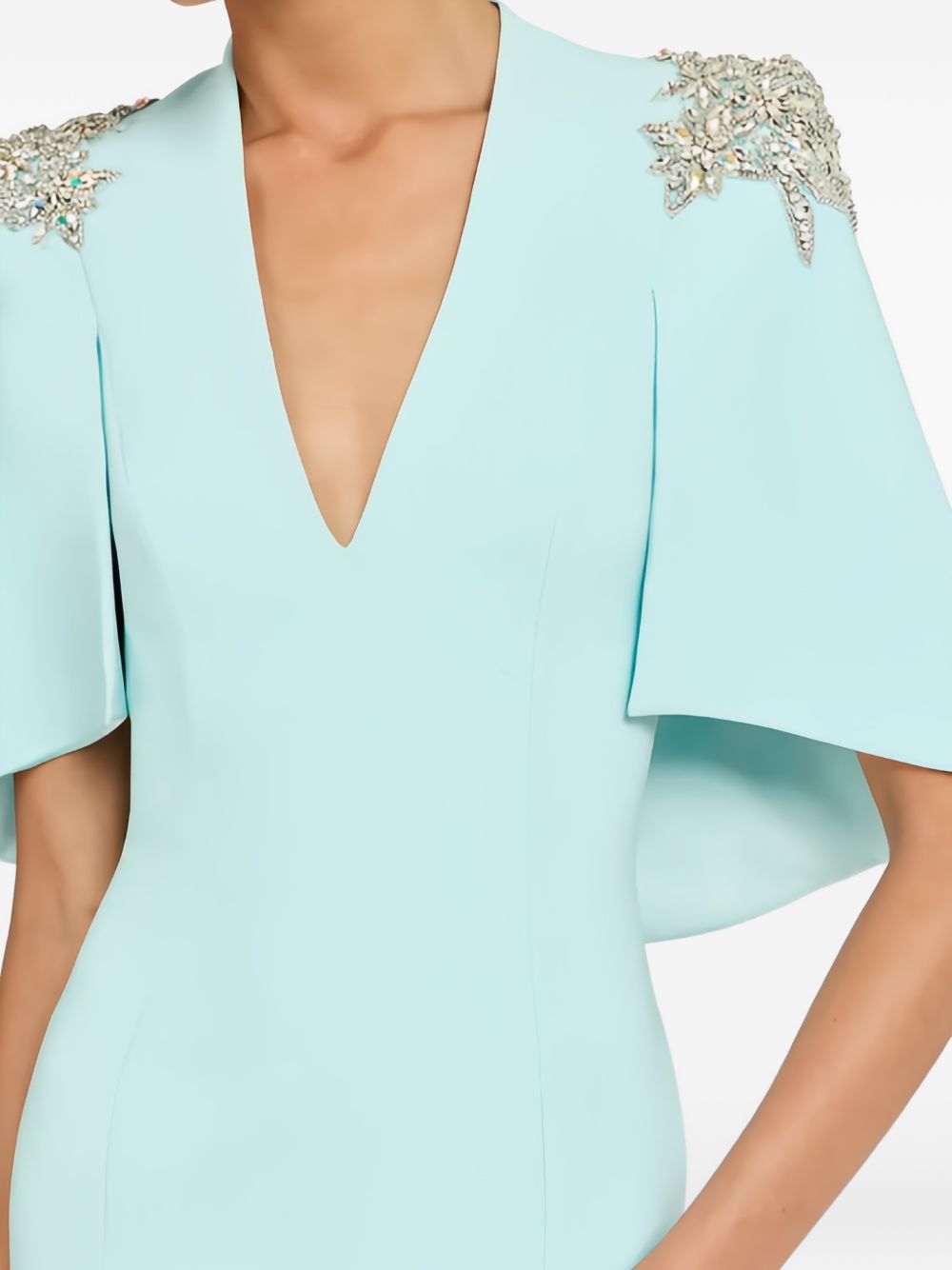 Abito lungo star shower con cristalli in celeste Jenny packham - donna 