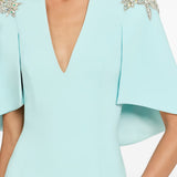 Abito lungo star shower con cristalli in celeste Jenny packham - donna 
